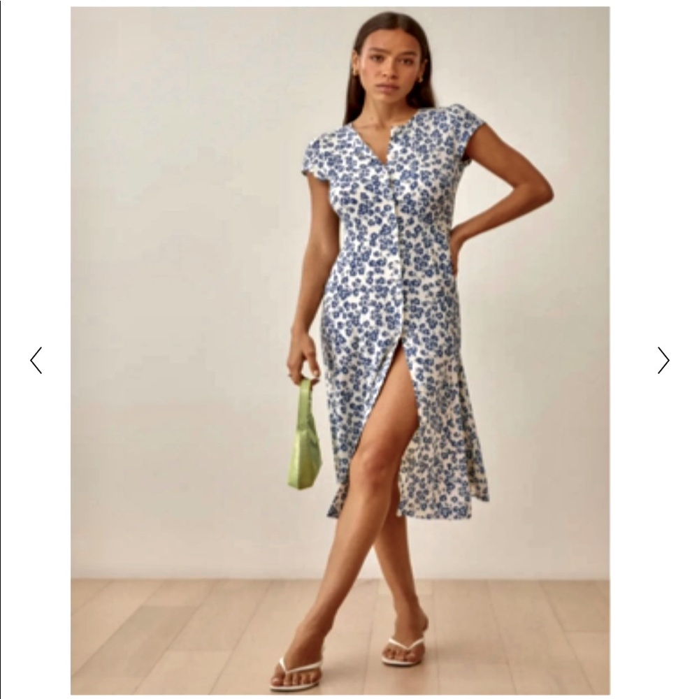 Reformation Fauna Floral Front Button Down Midi Dress Sz4